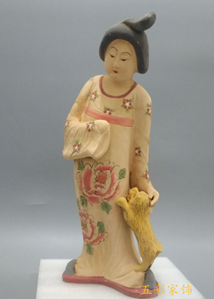 精品唐三彩仕女仿古大号彩绘陶器宾馆酒店中式摆件古物复制品陶俑