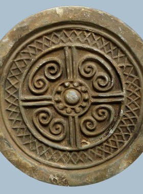 云纹瓦当陶制作拓片古典工艺品