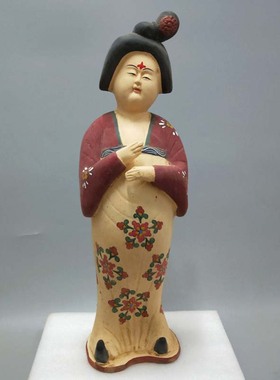 仿古陶器唐风艺术品彩绘陶俑仕女