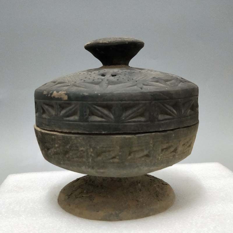 仿古陶器汉代陶豆桌面摆件做旧古玩工艺品家居装饰品新古典 定制