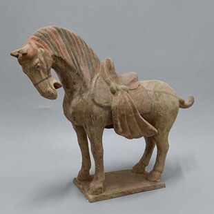 仿古陶马土陶马陶器摆件古物复制品工艺品博古架摆设中国风新古典