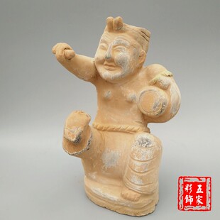 仿古陶器摆件汉代击鼓说唱俑 陶俑 酒店装饰工艺品客厅家居饰品