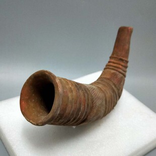 陶制牛角号 古物复制品 山东大汶口文化陶器摆件 古代乐器 工艺品