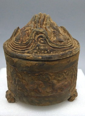 仿古摆件汉代陶器 博山奁 古董复制品 陶瓷工艺品 酒店家居饰品