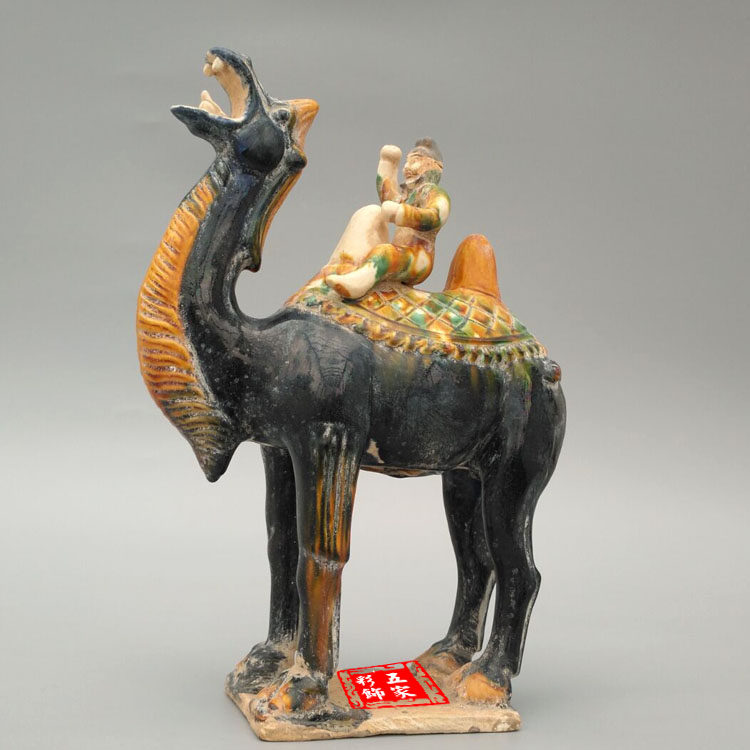 丝绸之路摆件 唐三彩骆驼 仿古 中式工艺品 家居饰品 动物塑像 - 实物图