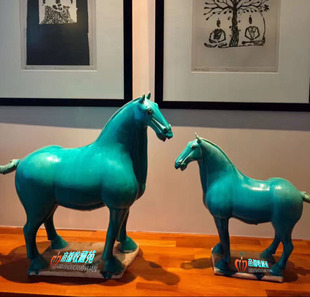 国礼仿古唐三彩马摆件 中式 工艺品风水瓷器客厅宾馆酒店会所饰品