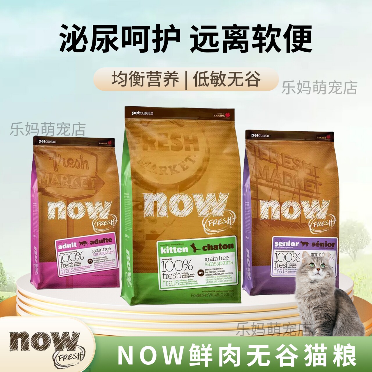 Now Fresh猫粮原装进口成猫幼猫老年猫全价无谷鲜肉增肥发腮主粮