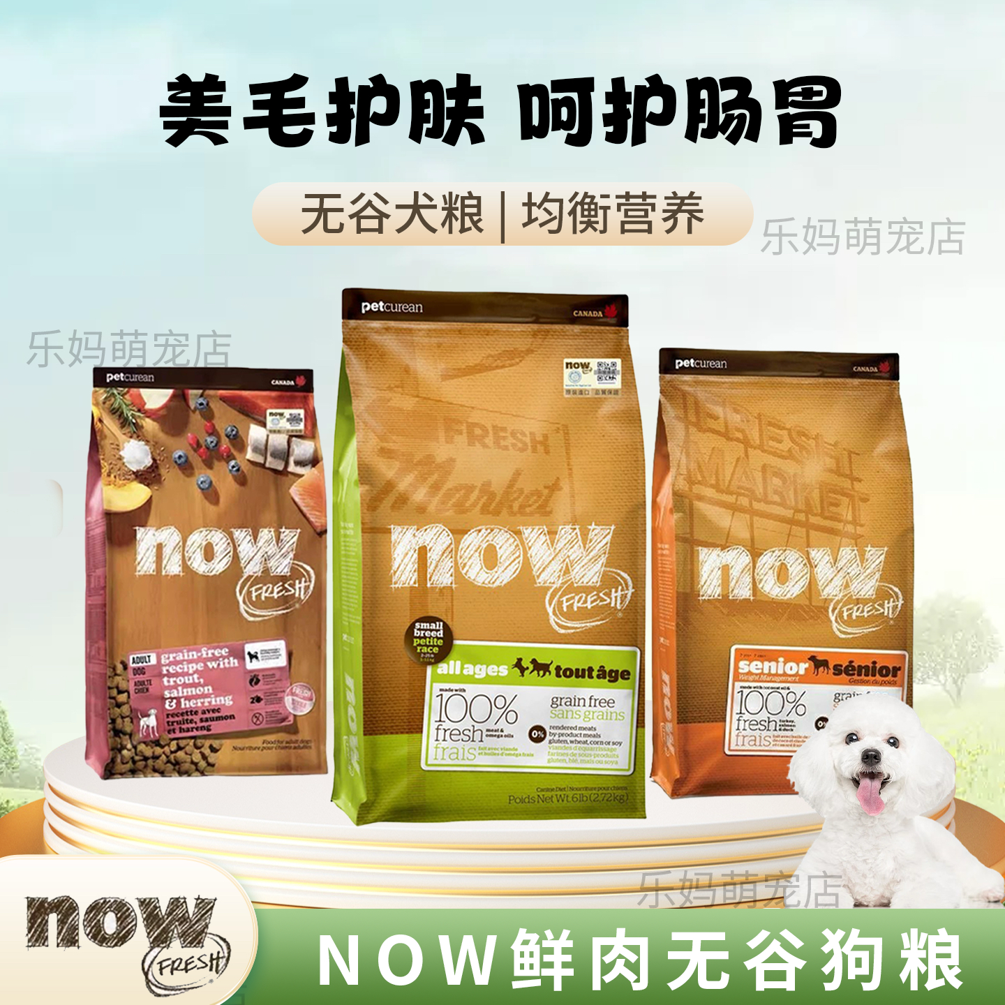 Now Fresh加拿大进口Now幼犬成犬老犬粮鲜肉无谷老犬粮四叶草狗粮