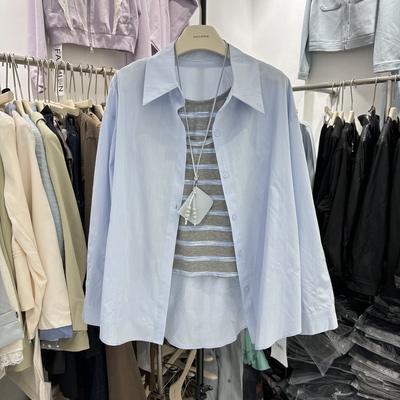 2026春季新款韩版设计感时尚休闲翻领宽松显瘦松弛风百搭长袖衬衫