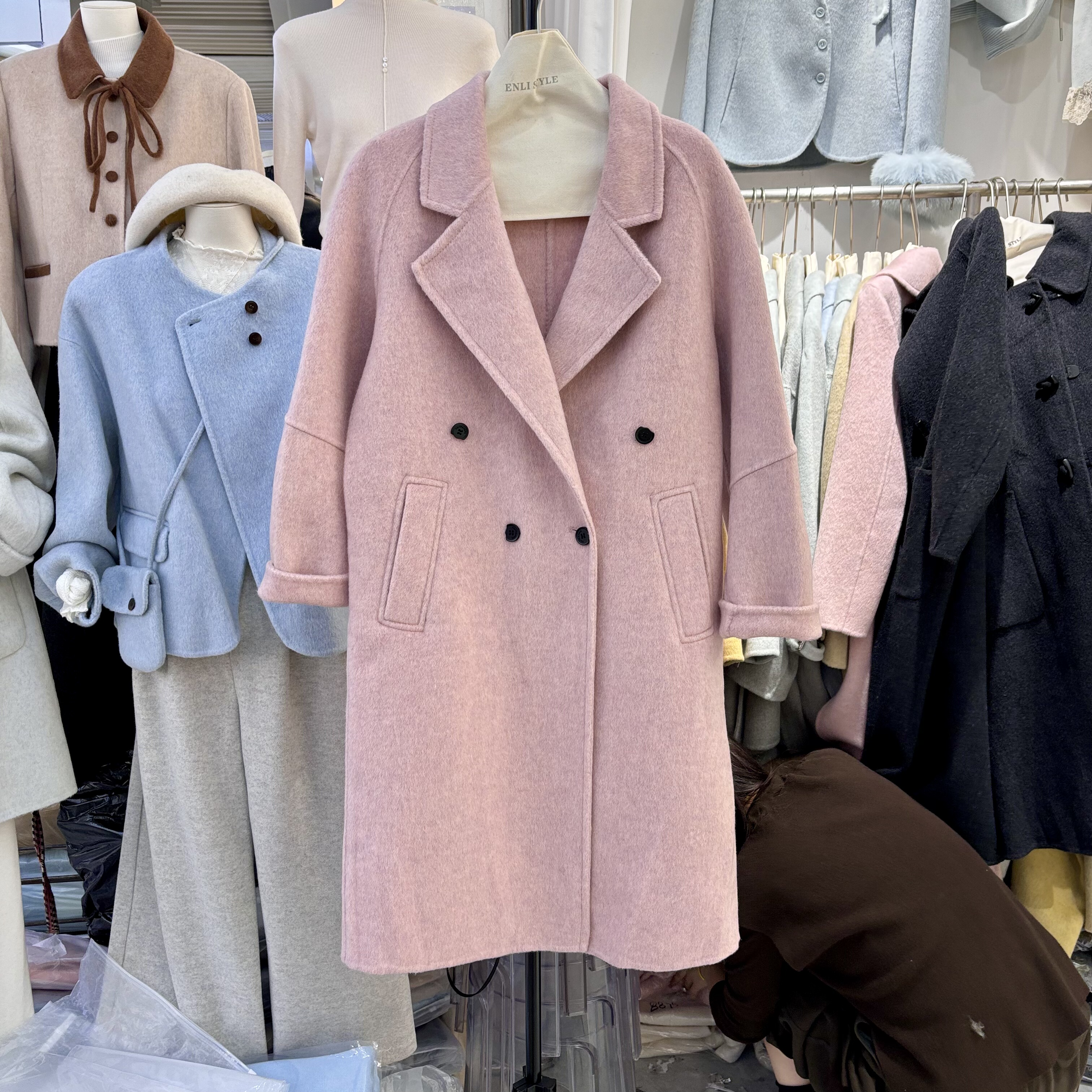 欧洲站2025秋冬季新款时尚双面羊绒大衣韩版宽松中长款羊毛呢外套
