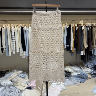 气质名媛风小众长裙潮8397 新款 法式 镂空设计感休闲针织半身裙夏季