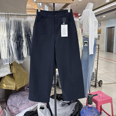 研秀6876春季女高腰显瘦直筒裤纯色简约休闲阔腿裤减龄百搭长裤潮