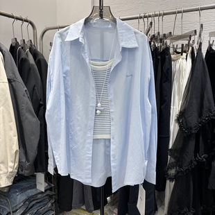 宽松衬衫 条纹内搭吊带背心纯色长袖 显瘦两件套56016 韩版 2026春季