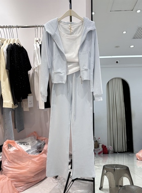 2026新款Amy艾米正版休闲运动套装女连帽卫衣搭阔腿裤三件套26221