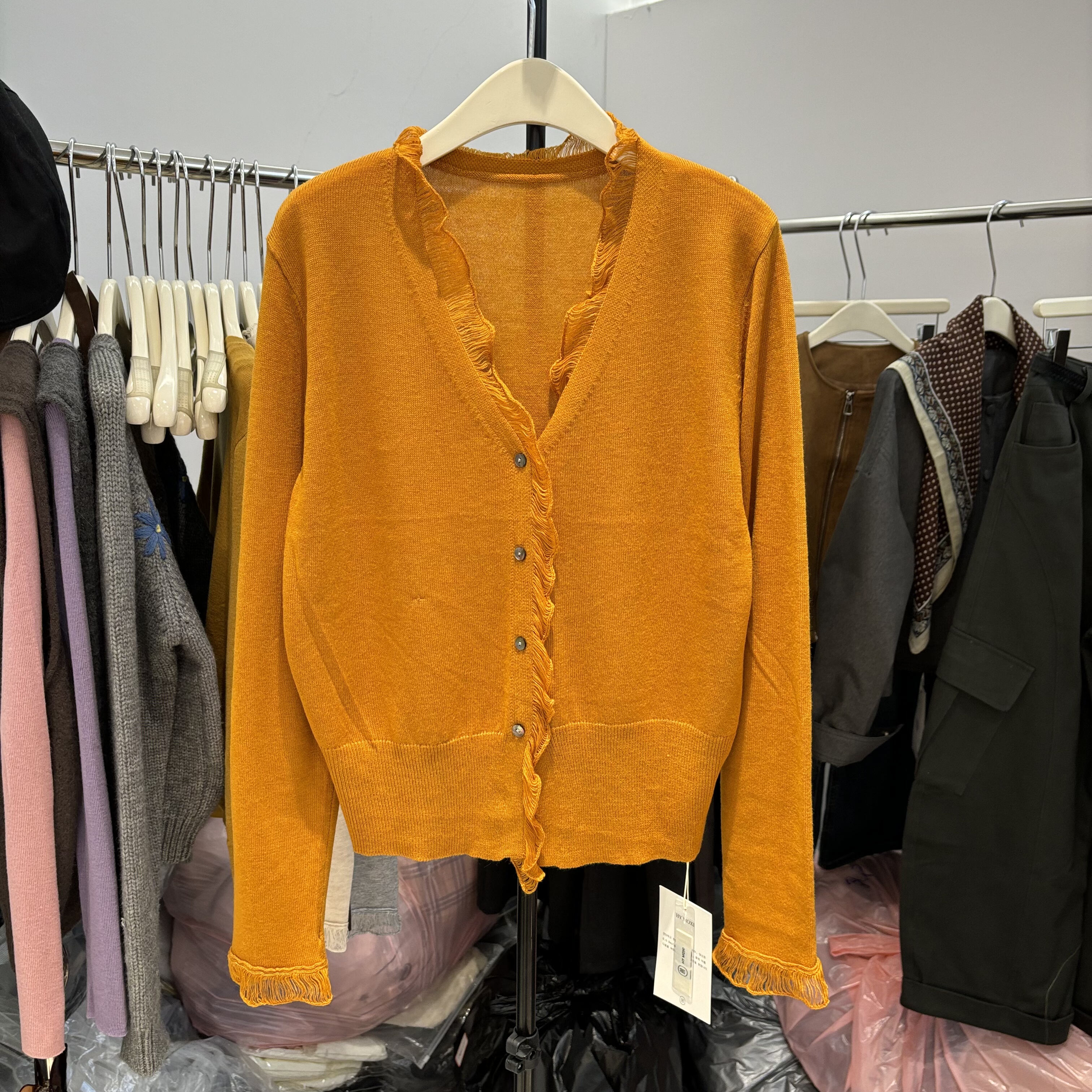 法式高级感蕾丝V领长袖针织衫女2025早秋季新款宽松显瘦开衫上衣