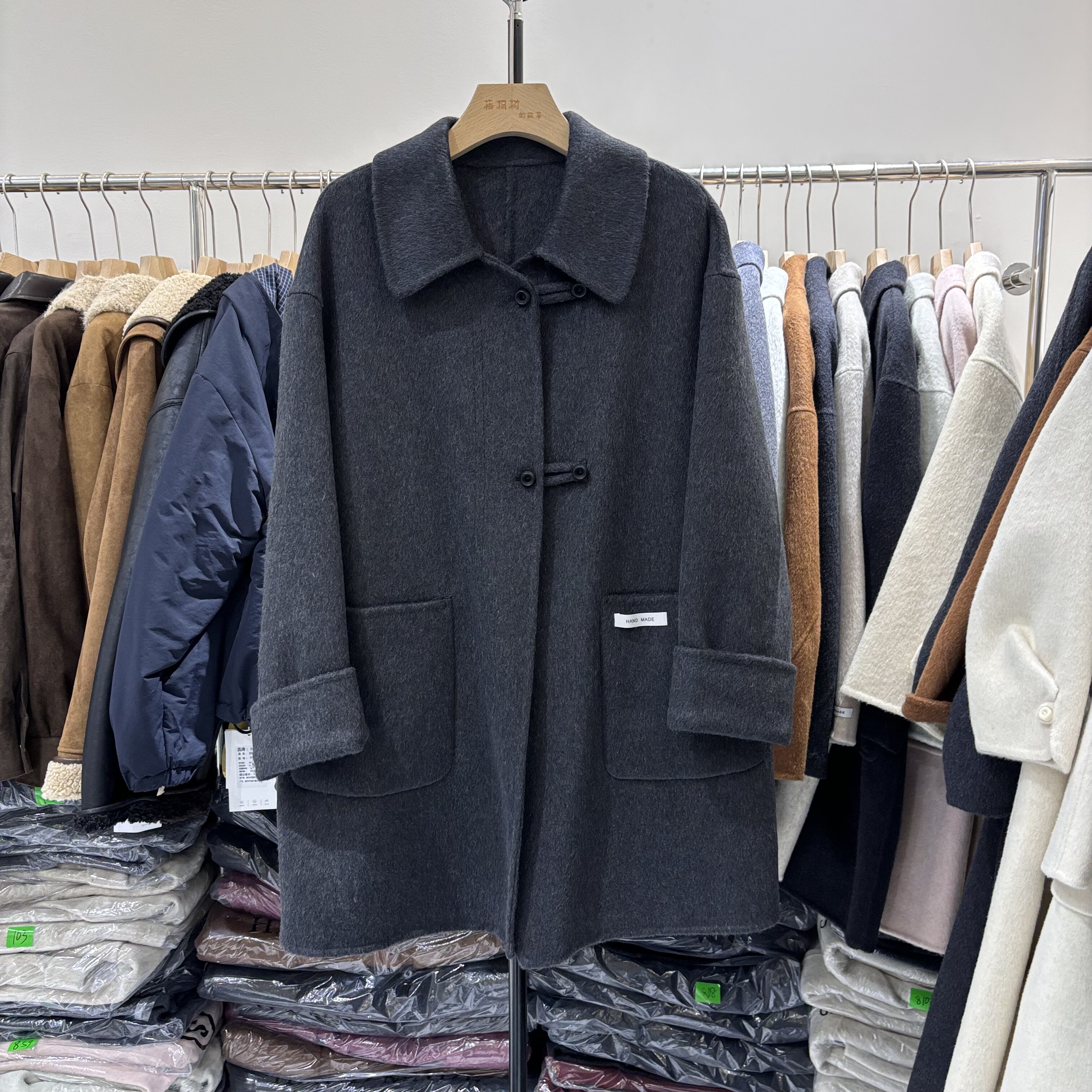 2025秋冬新款时尚翻领双面羊绒大衣女中长款宽松显瘦羊毛呢子外套