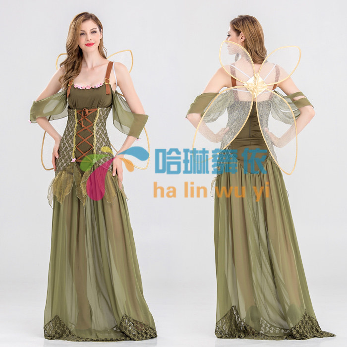 2022新款cos服装绿色花仙子精灵装 天使装角色扮演服 奇妙仙女服