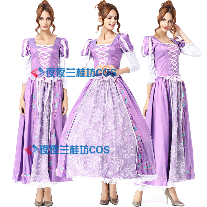 迪士尼魔发奇缘 长发公主/乐佩公主裙cosplay服装万圣节演出服