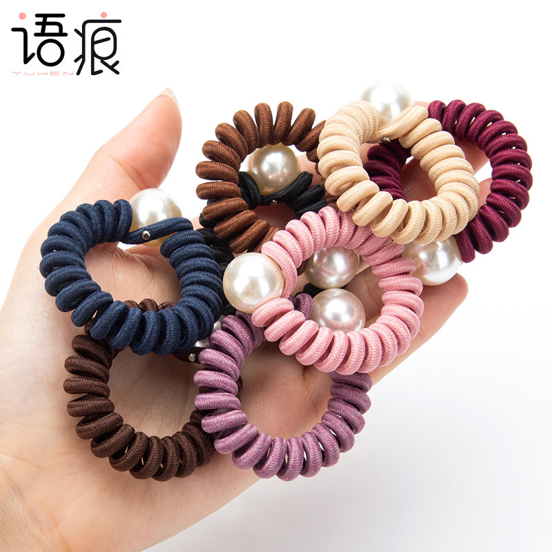 语痕布艺网红仿珍珠电话线发圈
