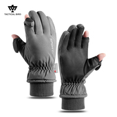 战术鸟 钓鱼露指手套 保暖手套男骑行防寒大码 套指款 新雪丽棉冬季