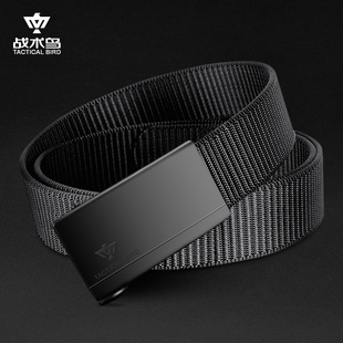 带 自动扣皮带不露尾帆布腰带男尼龙休闲编织裤 战术鸟内扣 内穿式
