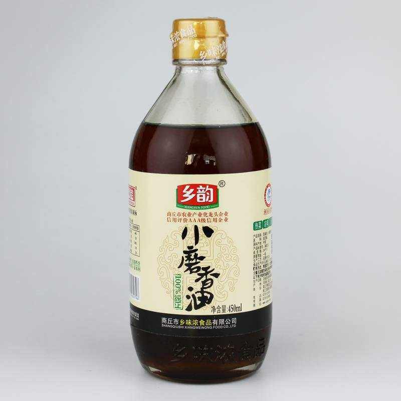 河南商丘豫东特产/乡韵小磨香油450ml/瓶石磨工艺月子油白芝麻油