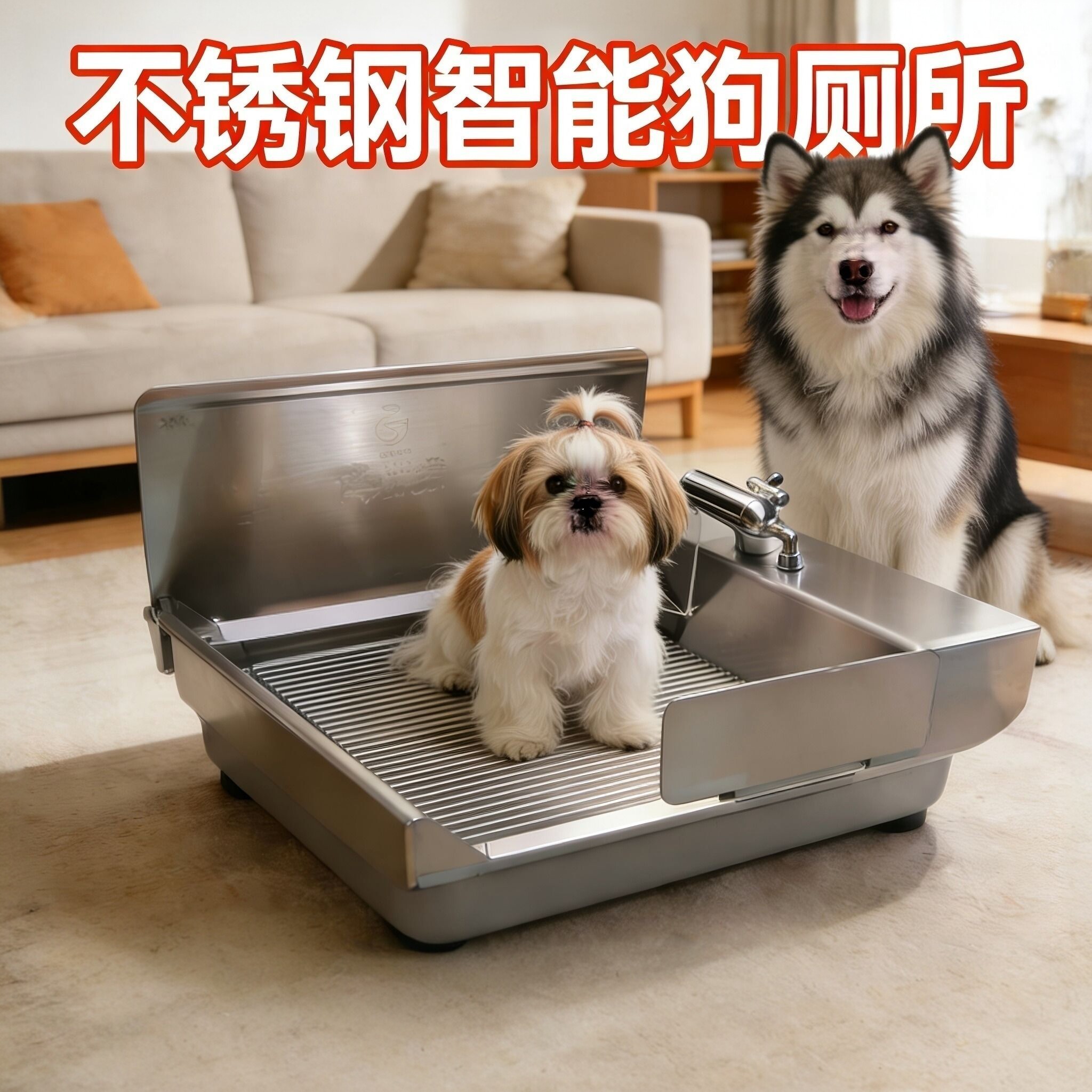 博樱宠程序款第十一代智能感应冲洗粉碎抽排直通下水道宠物狗厕所