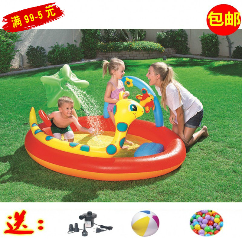 出口小号恐龙可喷水游泳池 幼儿园圆形冲气玩具池 宝宝花园戏水池