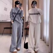 女春秋胖MM宽松阔腿裤 高级卫衣运动套装 休闲两件套300斤 时尚 大码