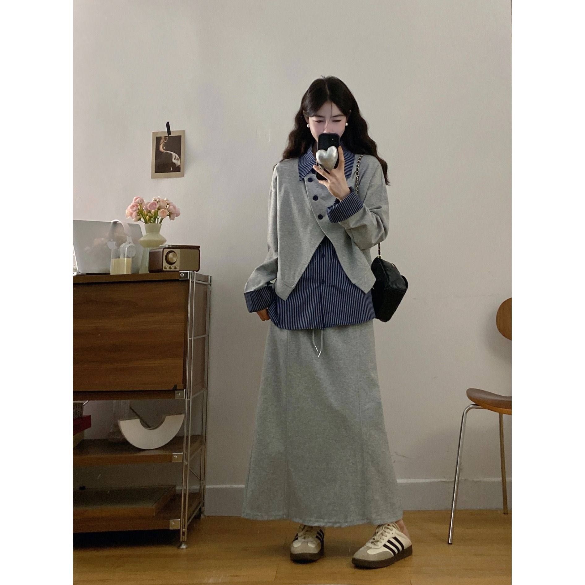 胖mm春秋季大码套装女新款宽松拼接卫衣显瘦时尚半身裙休闲两件套,女装/女士精品,时尚套装,淘宝优惠券,粉丝福利购,淘宝优惠卷