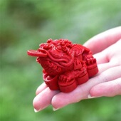 红朱砂金蟾蜍红色摆件家庭办公桌财好运招财平安龙龟摆设聚财金钱