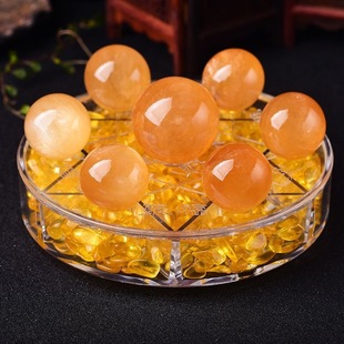 开运聚财镇黄水晶球摆件七星阵天然水晶方解石聚宝盆家居厨房化解
