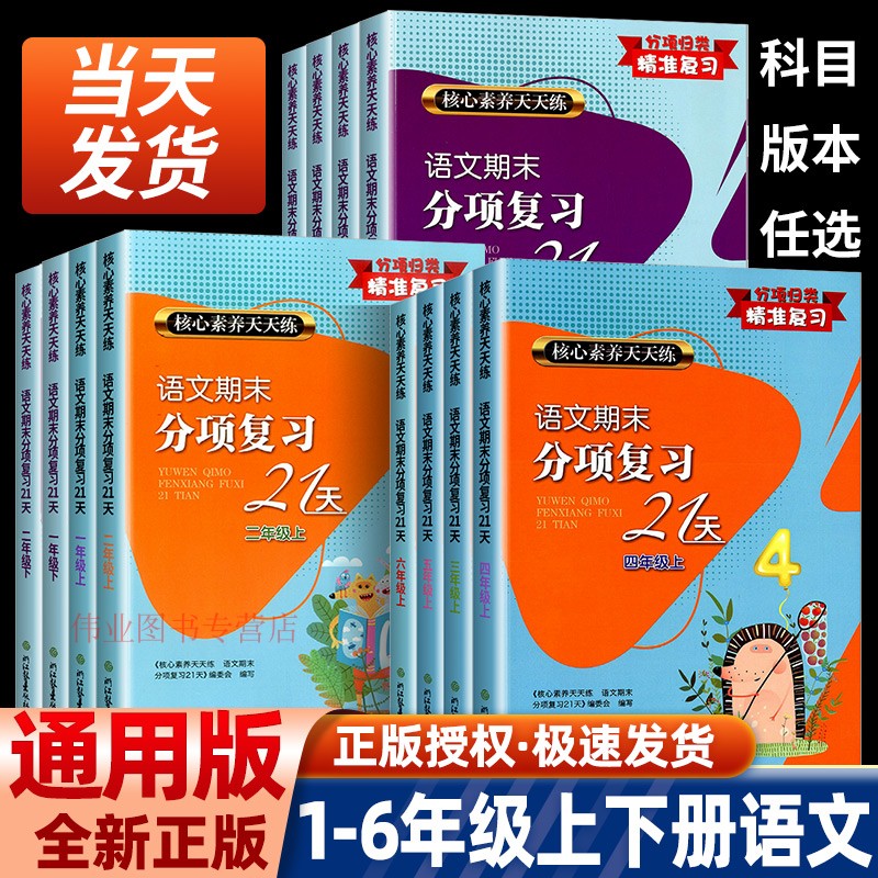 语文期末分项复习21天一年级二年级三四年级五六年级上册下册全套试卷测试卷核心素养天天练小学同步练习册强化巩固期末冲刺100分-封面