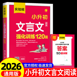 26实验班小升初文言文阅读强化训练120篇三四五六年级小学生文言文语文古诗文一本通六升七初一衔接必背古诗词阅读训练毕业考真题