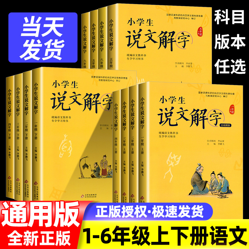 小学生说文解字儿童版少儿一二三四五六年级上下册全套彩绘注音版语文生字学习书字词通识字认字生字衔接教学汉字起源书籍教师用书