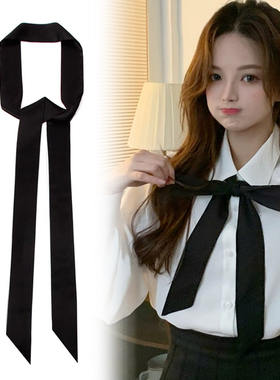 黑色雪纺绑包丝带腰带高档时尚小长条丝巾细长飘带发带包包缠带