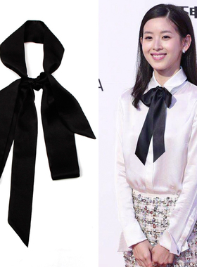 进口黑色真丝桑蚕丝细窄小长条显瘦腰带女飘带丝巾装饰围脖可定制