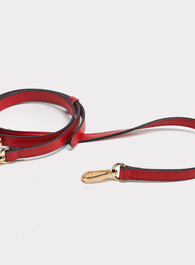 1.2宽红色可调节长度荔枝纹牛皮单肩MK斜跨背包带子配件真皮针扣