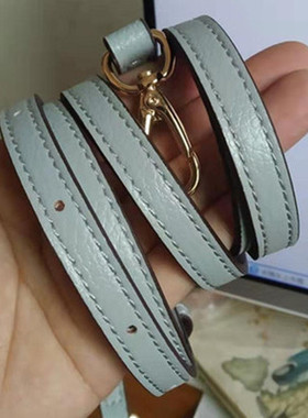 MK替换荔枝纹浅蓝色肩带斜挎女士包包带子配件真皮包背包带1.8宽