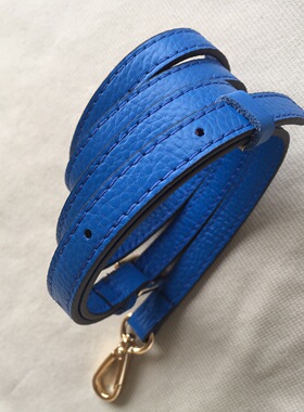 MK替换荔枝纹艳兰蓝色肩带女斜挎包包带子配件真皮1.8宽调节长度