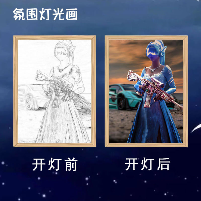 和平精英灯光画游戏周边装饰小夜灯氛围灯发光画相框送男女生礼物