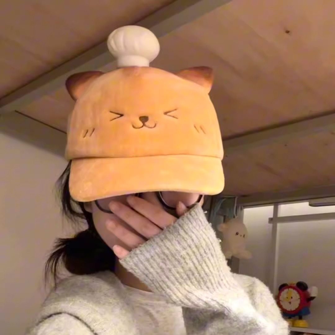 可爱烤焦小猫咪厨师鸭舌帽子女显帽子