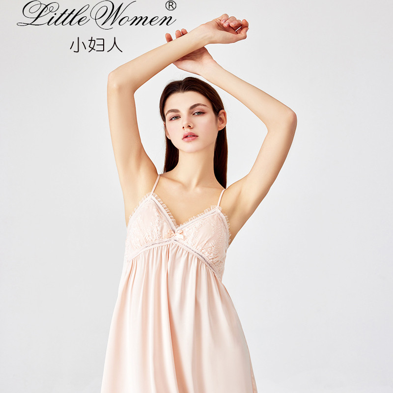 LITTLEWOMEN冰丝睡裙女夏季薄款吊带家居服睡衣裙性感纯欲冰雪丝