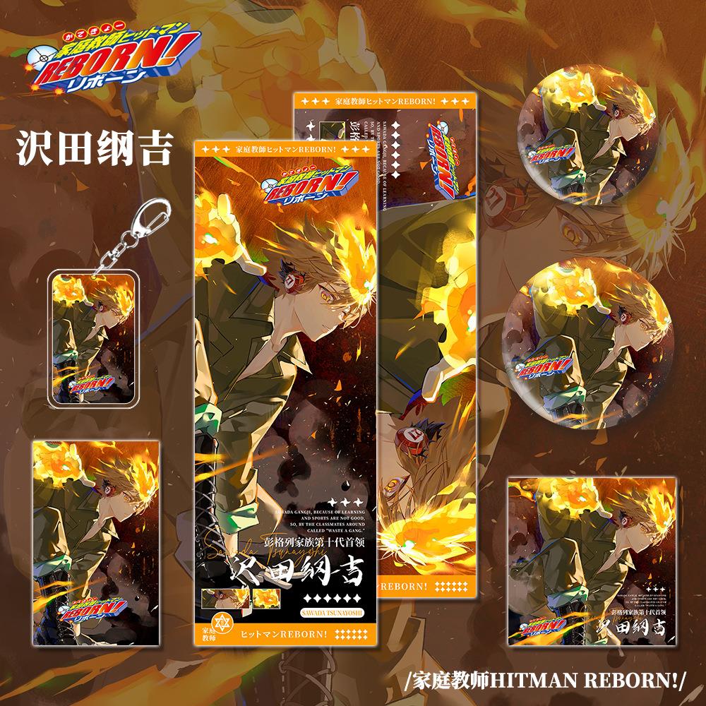 家卡庭教师漫画周边人物沢田纲吉钥匙吧唧镭射票明扣信片小组合