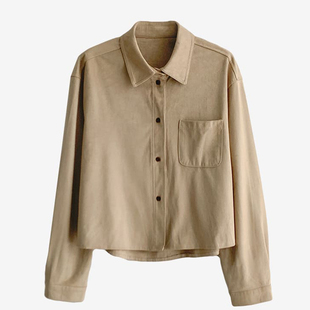 宽松女衬衫 百搭简约复古休闲范翻领长袖 cherrykoko时尚 2024冬季