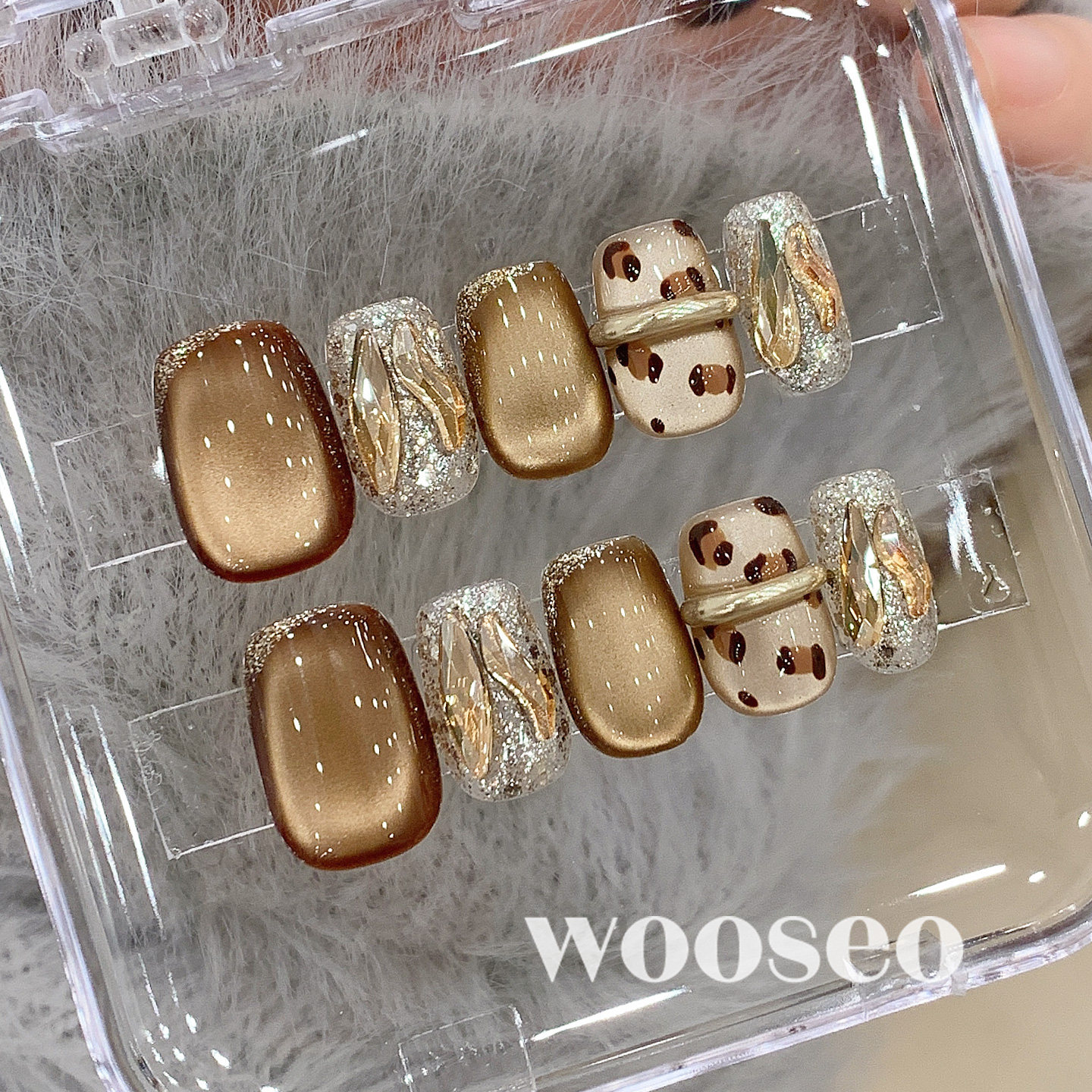 美拉德猫眼穿戴甲短款秋冬高级感手工指甲贴片2026新款穿戴式美甲,彩妆/香水/美妆工具,穿戴甲/甲片,淘宝优惠券,粉丝福利购,淘宝优惠卷