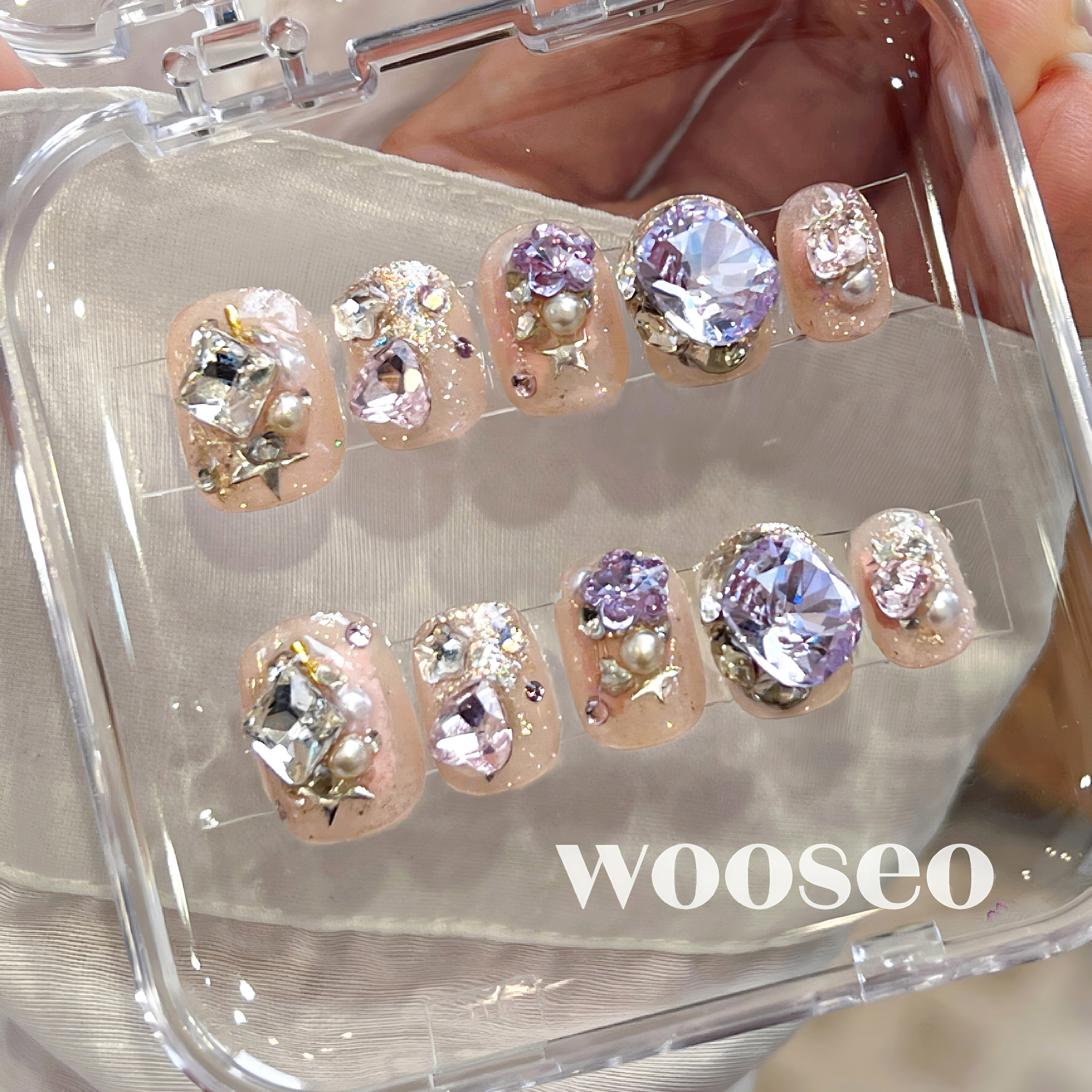 高质量精致绝美紫色爆闪美甲成品