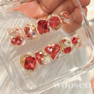 重工闪钻指甲贴片 重工穿戴甲轻奢高级感精致手工穿戴美甲2025新款