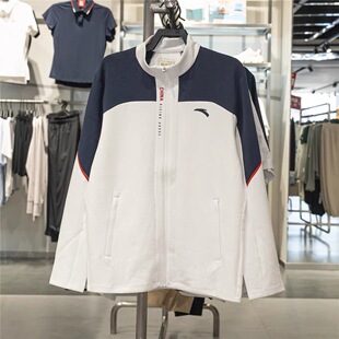 安踏外套男2025秋季 休闲舒适透气百搭针织立领上衣152537712 新款