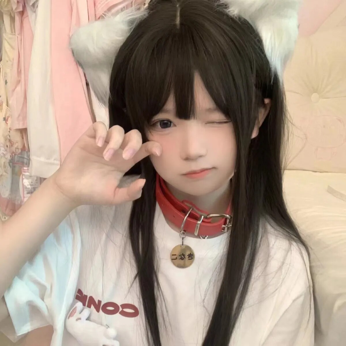 假头发女大学生高中生可爱日系少女感二次元猫系版卡哇伊奶萌头套